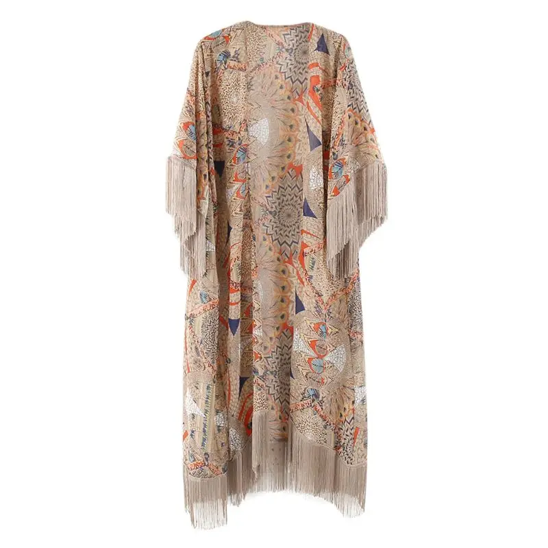 

Womens Summer Half Sleeve Cardigan Boho Retro Geometric Floral Printed 094C