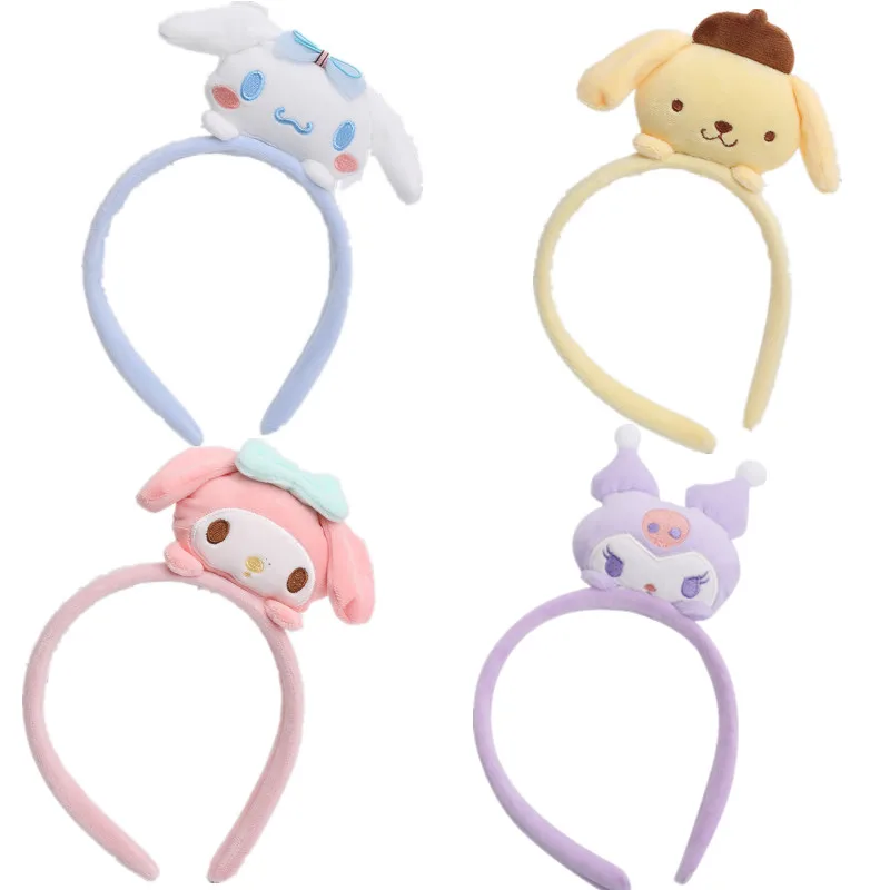 

Kawaii Kuromi Melody Plush Doll Headband Anime Figure Cartoon Girls Makeup Mask Face Wash Hairband Hair Accessories Soft Gifts