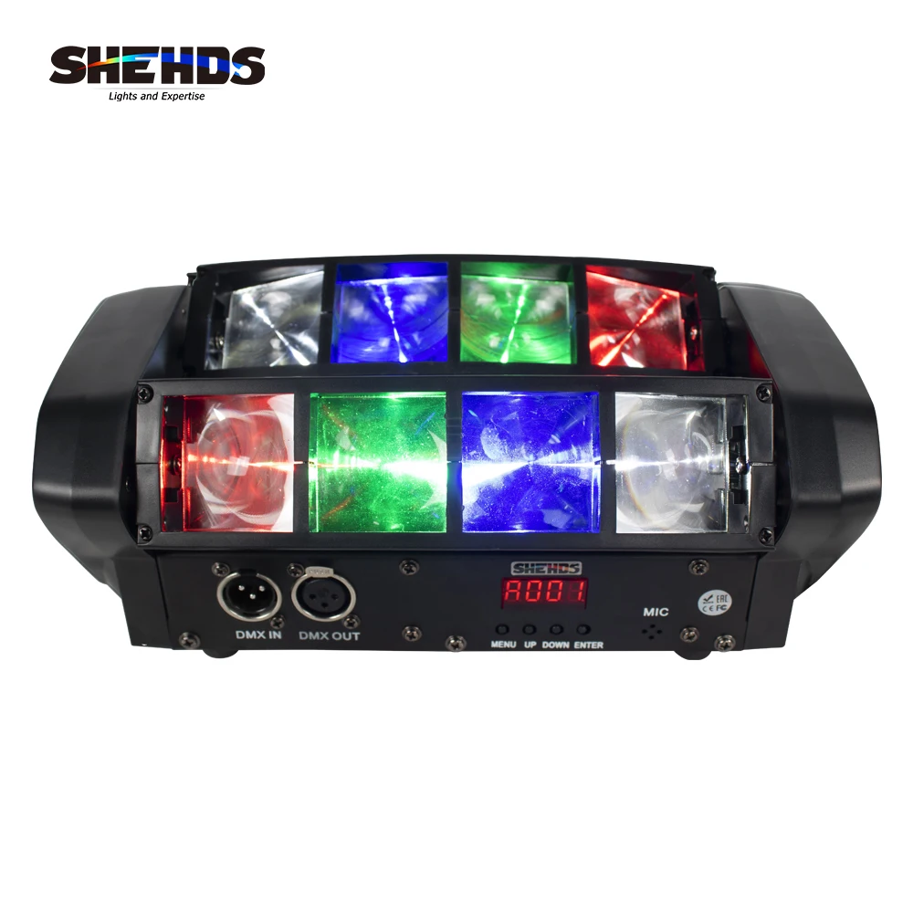 SHEHDS Mini LED Spider Light 8x6W RGBW Bar Beam Moving Head Lights For DJ Disco Party Music Profession Stage Lighting Effect
