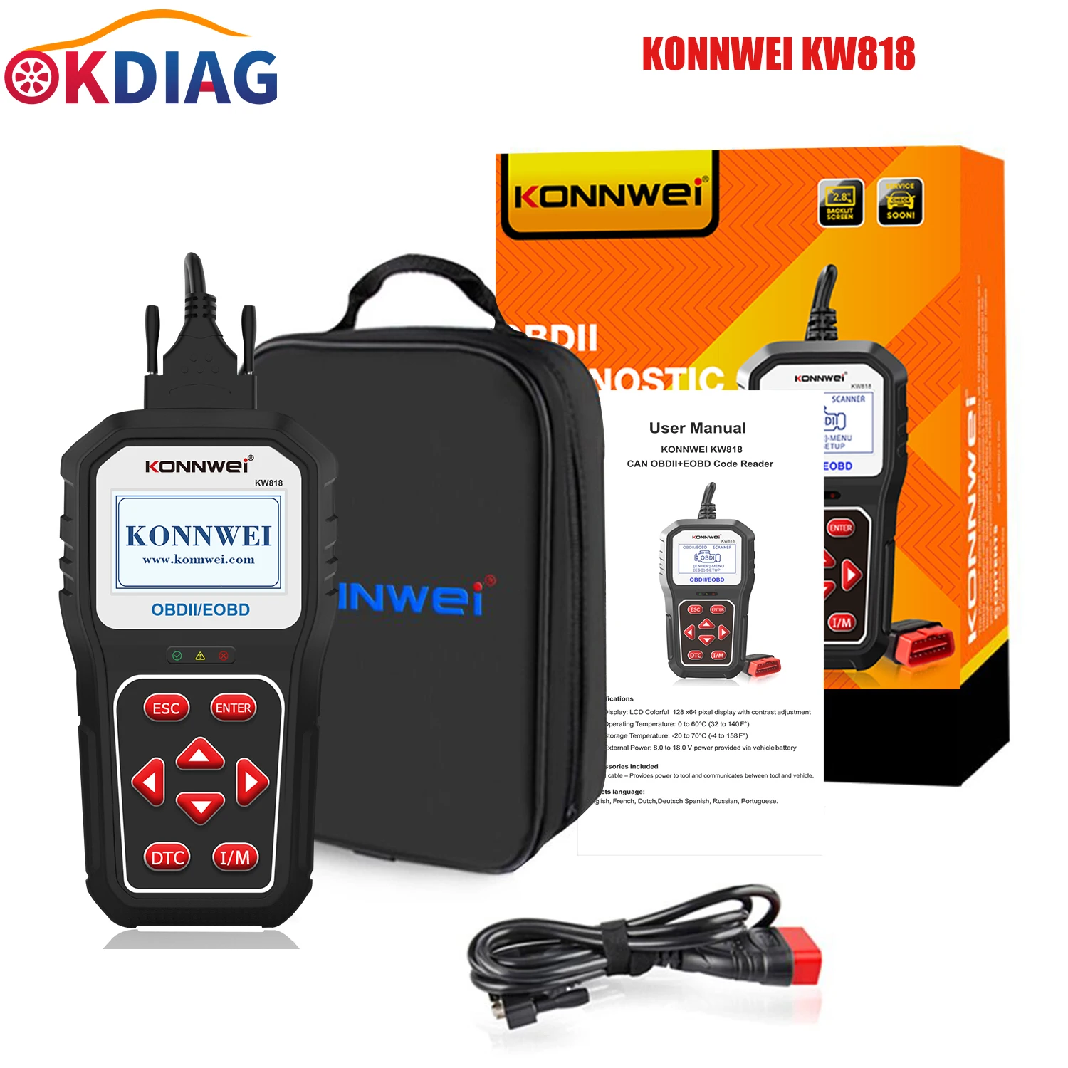 KONNWEI KW808 KW820 Upgraded Version KONNWEI KW818 Car OBD2 Scanner Tool Professional Car Diagnostic Tools Code Reader