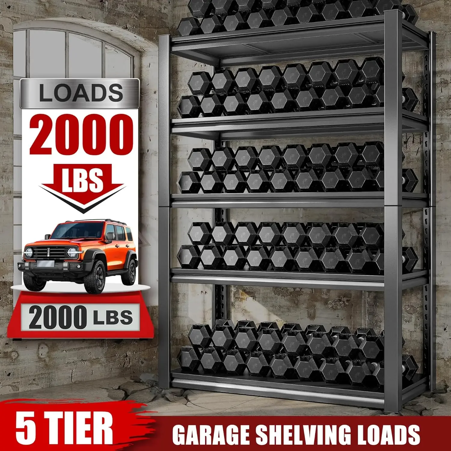 Raybee 4 упаковки регулируемые гаражные полки сверхмощные 5-уровневые для хранения