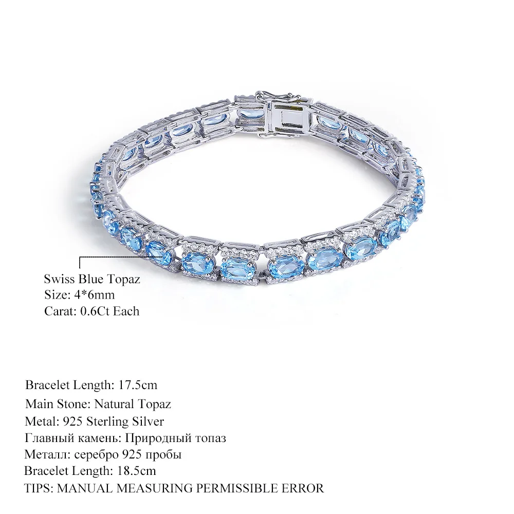 

OANA High-End Natural Swiss Blue Topaz Women'S Bracelet Fashionable And Luxurious S925 Silver Inlaid Natural Color Gem Jewelry