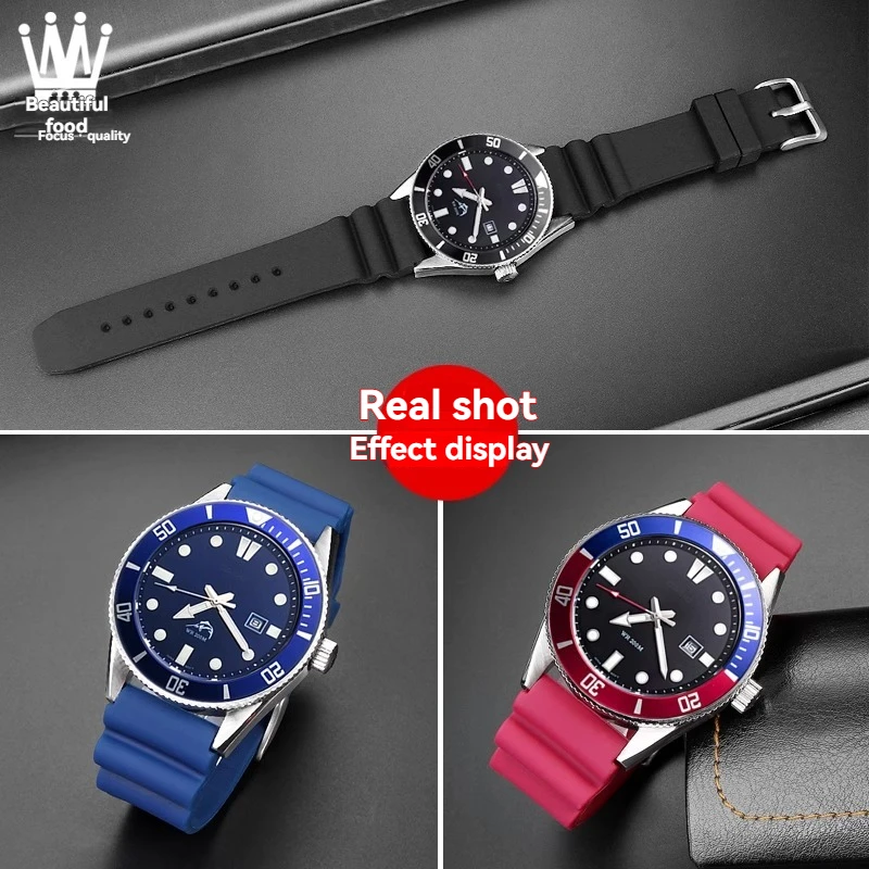 Фото Ремешок из силиконовой смолы для часов Casio Diving Watch Swordfish MDV-106 MTP-VD01 MDV-107 efr-303l, зеленый, 22 мм, водонепроницаемый. №1