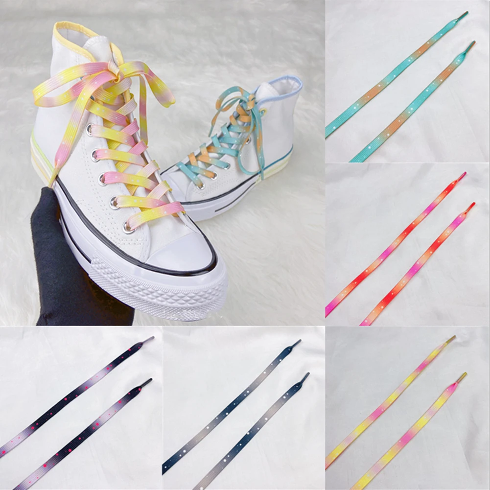 

1 Pair Colorful Shoelaces Candy Gradient Party Camping Boots Shoe Laces Canvas Strings Camping Silk Shoelace 120/140CM Length
