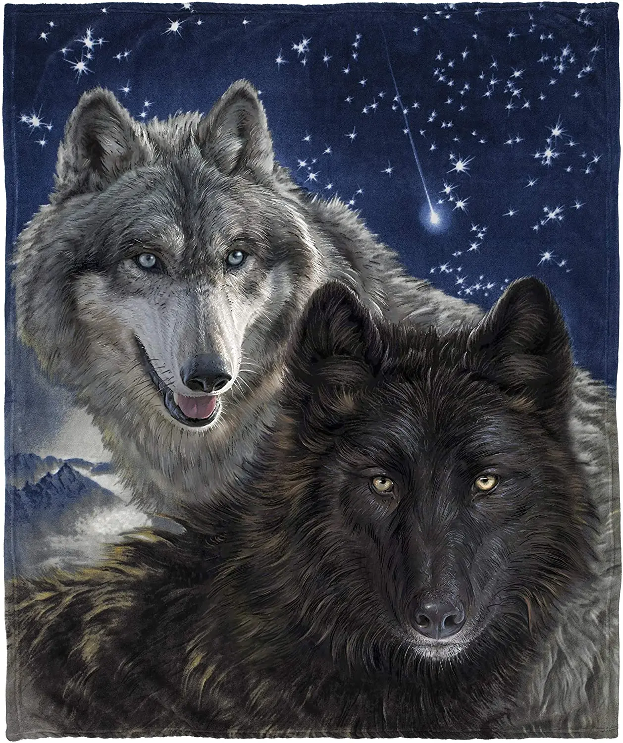 

Super Soft Plush Fleece Throw Blanket (Star Wolves)