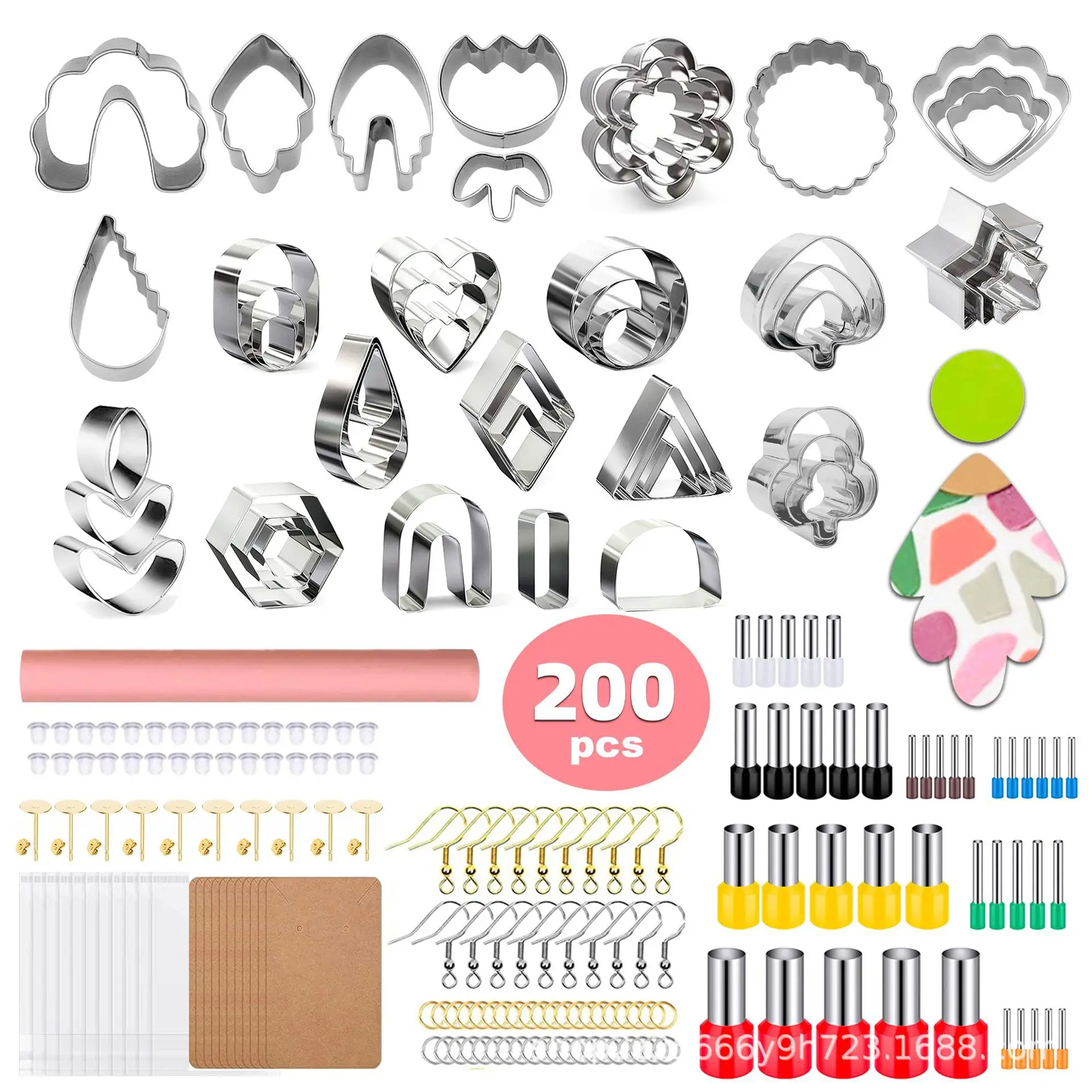

200pcs/set Clay Cutter Polymer Clay Earrings Making Kit Jewelry DIY Tool Pottery Ceramic Cutting Mold For Art Hobby Studio Basic