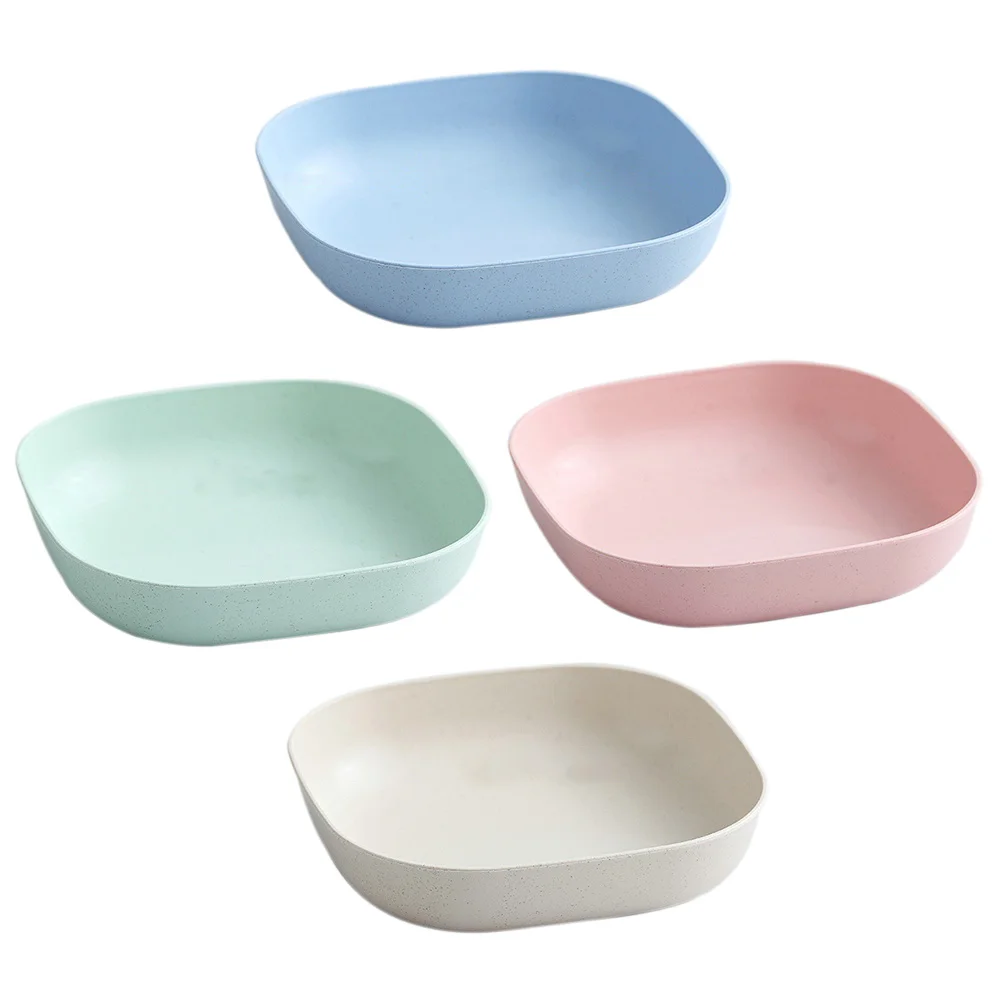 

4 Pcs Sauce Containers Seasoning Trays Cake Platter Square Salad Bowl Table Tray Dessert Plates Soup Bowl Tray