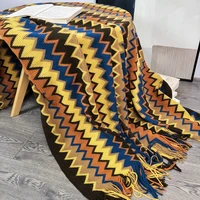 bohemian knitted blankets sofa throw blankets with tassels colorful bedspread nap air condition blankets nordic home decoration