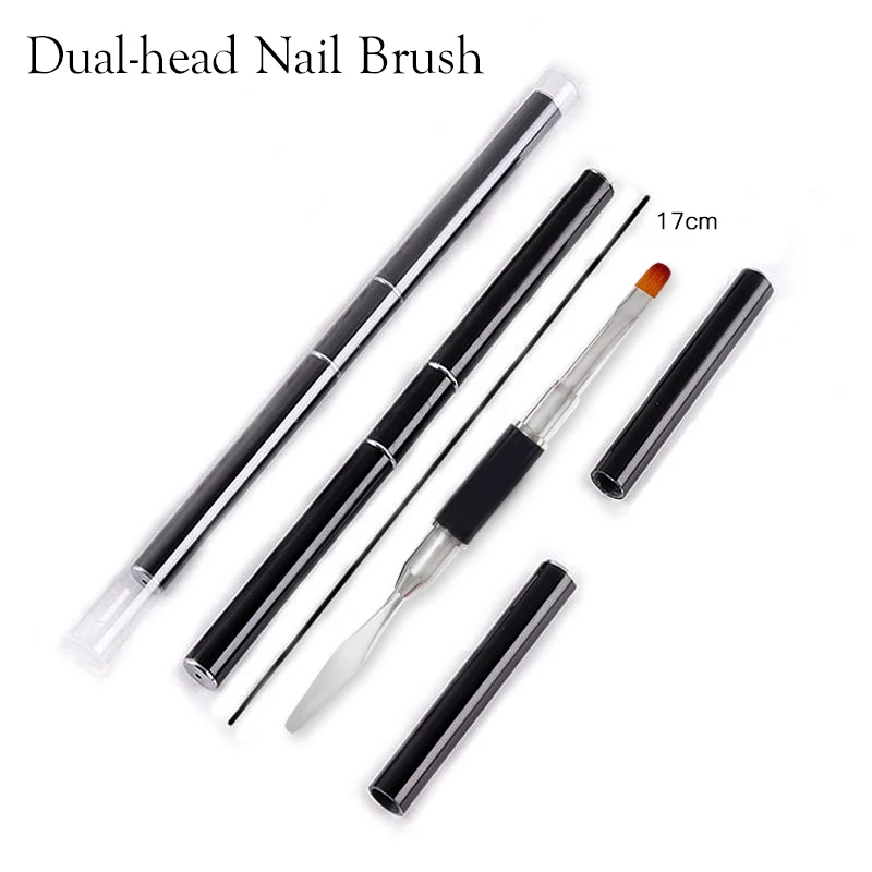 1PC Dual Ended Nail Art Pen Acrylic UV Gel Extension Builder Flower Painting Brush Remover Spatula Stick Manicure Tools - купить по