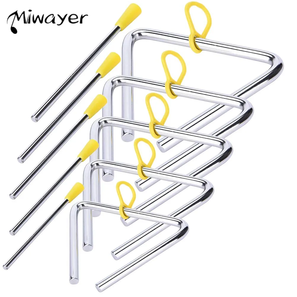 

Набор музыкальных треугольных инструментов Miwayer, 5 шт./упаковка, 4, 5, 6, 7, 8 дюймов, музыкальные треугольники с забавниками для детей
