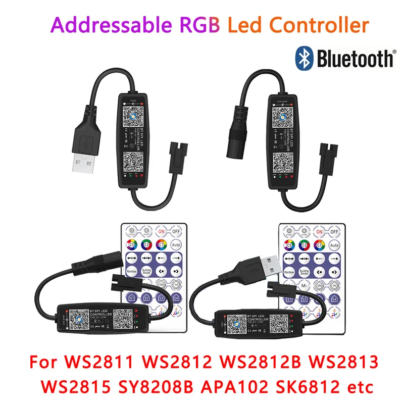 Контроллер WS2811 WS2812B 5 В постоянного тока 12 24 Bluetooth светодиодный RGB контроллер для