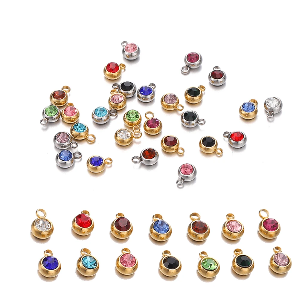 

20pcs 6mm Stainless Steel Rhinestone Beads Gold Color Crystal Charms Pendants for DIY Necklace Bracelet Jewelry Making Charm