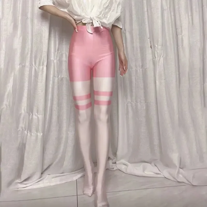 Блестящие женские леггинсы с высокой талией для фитнеса и спорта