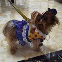 breathable pet leash set adjustable lace floral printed pet harness vest cute dog dress pubby mesh harness cat walking lead