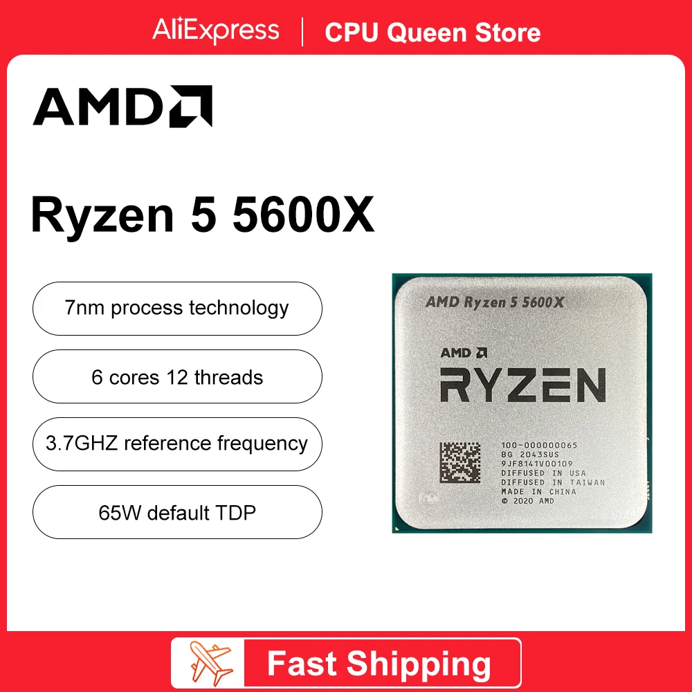 

AMD New Ryzen 5 5600X R5 5600X 3.7GHz 6 Core 12 Thread CPU Processor 7NM L3=32M 100-000000065 Socket AMD AM4 Gaming processador