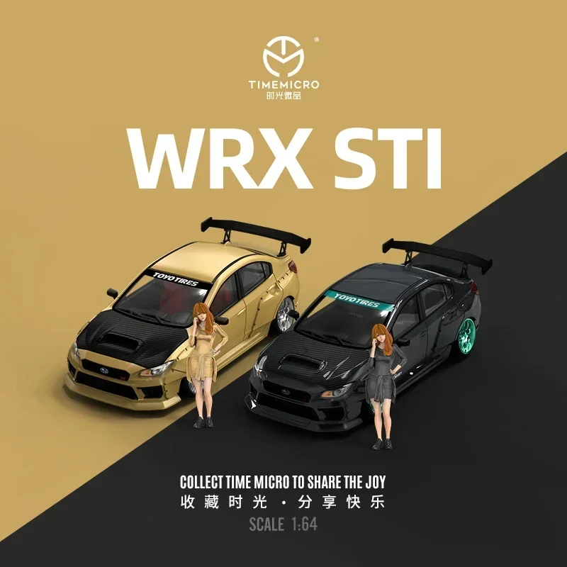 TIME MICRO 1:64 WRX STI золотистый/черный карбоновый чехол литая модель автомобиля