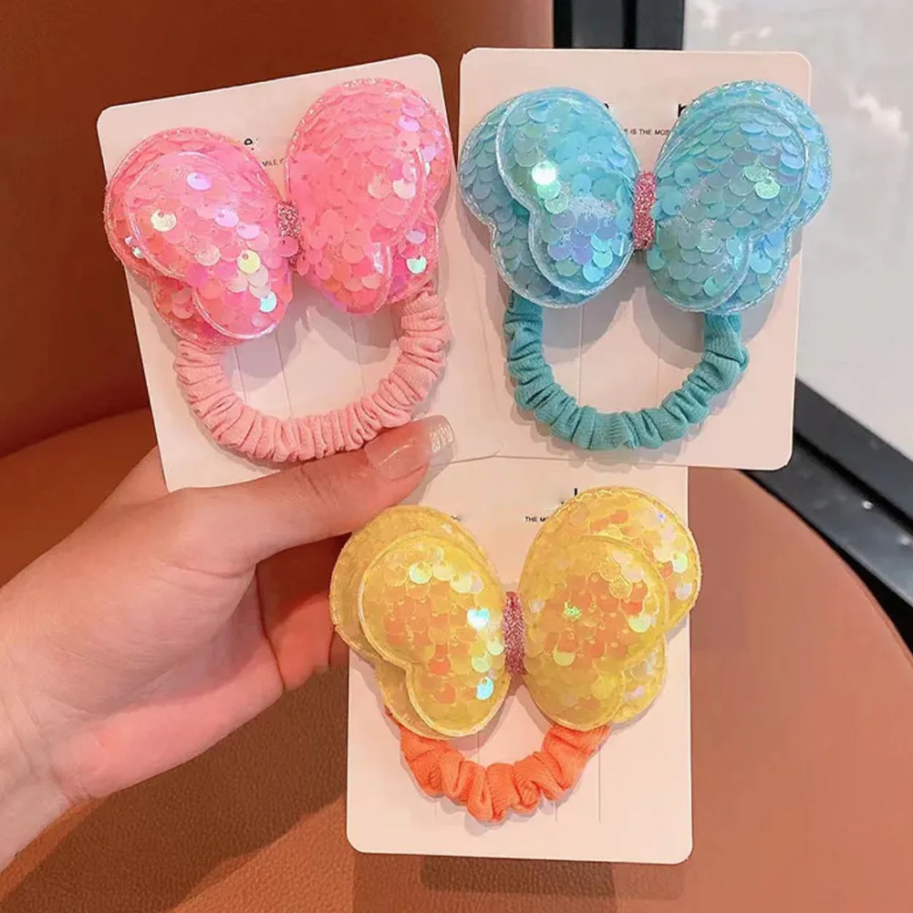 

Fashion Sequin Butterfly Hair Rope Children Scrunchies Tie High Ponytail Braid Girl Rubber Band Headwear Hair Accessories