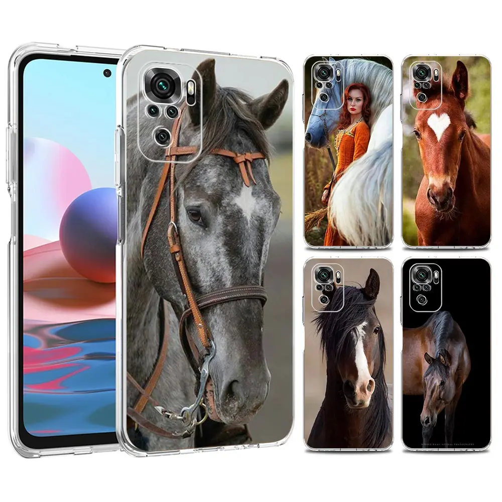 

Horse animal painting pattern Phone Case For Redmi Note 11 Pro 10 10S 9 8 8T K50 K40 Soft Transparent Redmi 9A 9C 9T 7 7A Cover