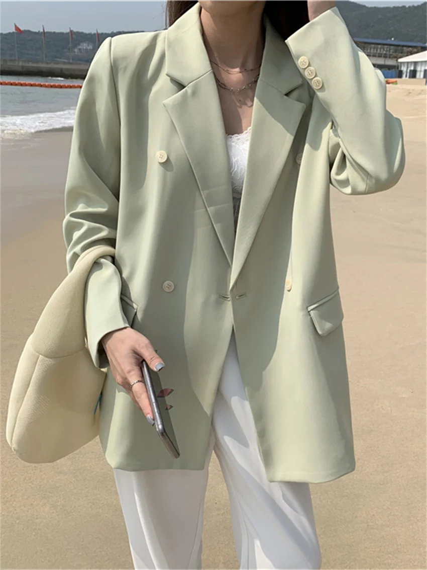 

HziriP Slim-Fit Solid Chic Women Coats New 2022 Spring High Street Loose OL Elegant Hot Blazers Fashion Office Lady Casual