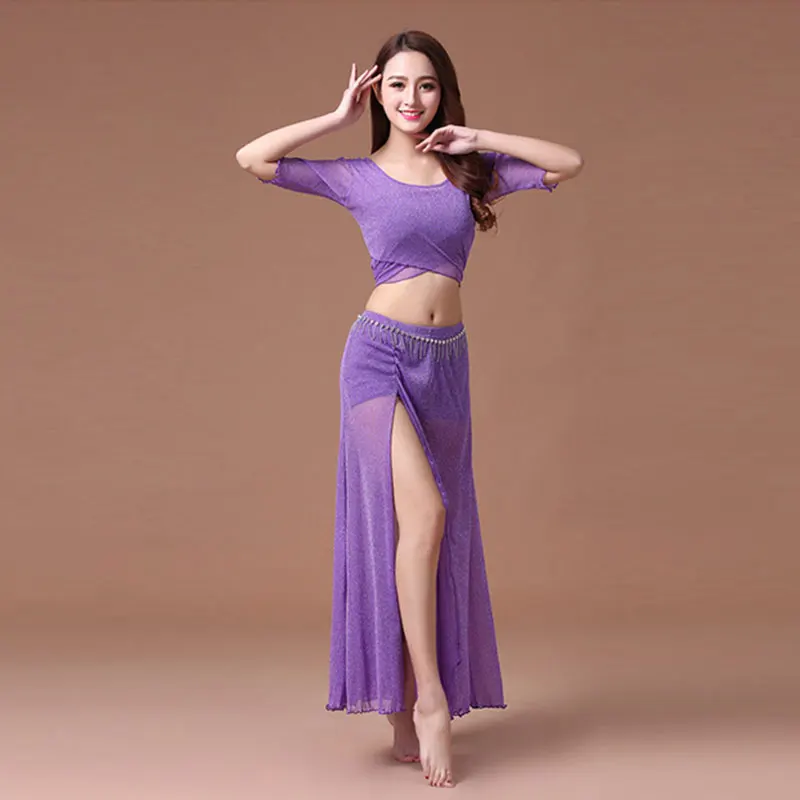 Женский элегантный костюм для танца живота комплект из 2 предметов с сетчатым