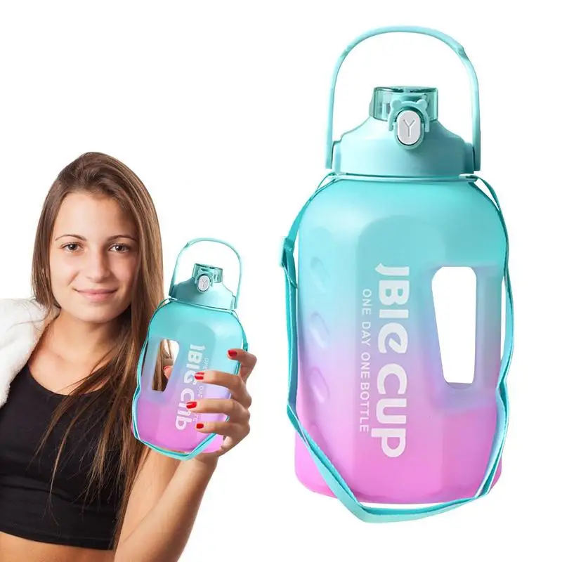 Gradient Color Sports Water Bottle 3000ml Large Gym Water With Straw Bottle Leakproof Water Bottle Drinkware Men Women Water Cup