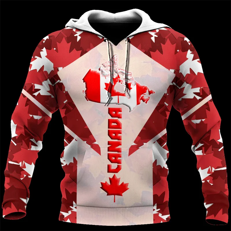 Худи с 3d принтом канадского кленового листа свитшоты большого размера для мужчин
