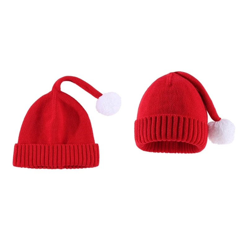 

2023 Santa Hat Christmas Crochet Knitted Hat New Year Party Holiday Gift for Adult Kids Winter Soft Warm Hat 69HE