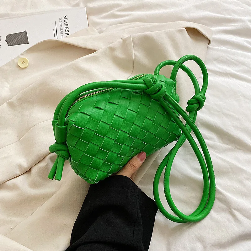 

Стильные вязаные сумки через плечо из искусственной кожи в клетку с бриллиантами для женщин, тканая дизайнерская сумка через плечо, женская...