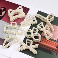 the new luxury trendy pearls hairpins hair ornaments shiny big pearls acrylic crab hair claws for women girl headwear hair tools