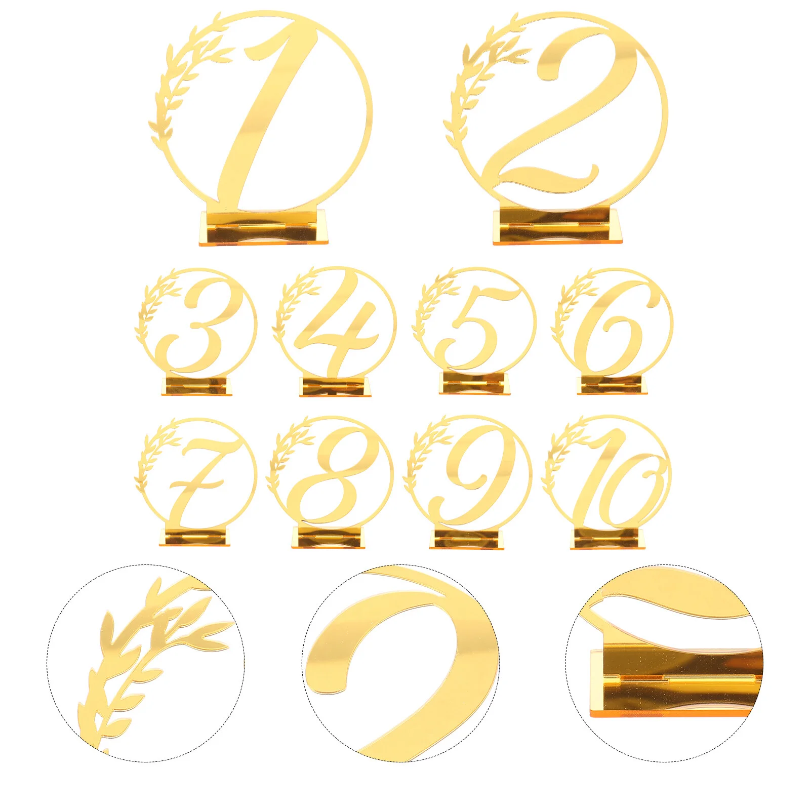 

10 Pcs Wedding Props Table Number Plate Delicate Reserved Sign Acrylic Desk Stand 10.5X10X4CM Golden Signs Household Bride