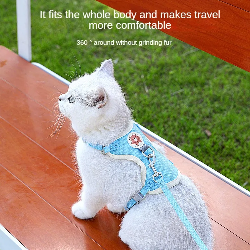 

Cat Harness Leash Set for Walking Dog Soft Mesh Adjustable Vest Pet Kitten Puppy Rabbit Escape Proof Chest Harnesses Dogs Cats