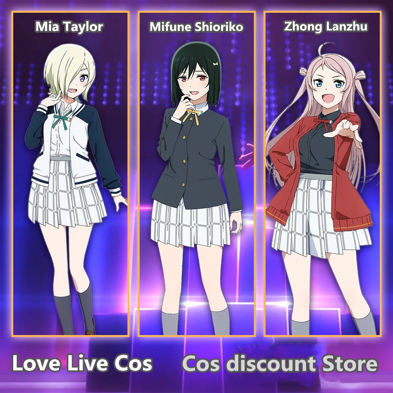 

[Deposit] Game LoveLive! Mia Taylor Mifune Shioriko Zhong Lanzhu Cosplay Costume Anime Girl School Uniform Skirt Sizes S-L New