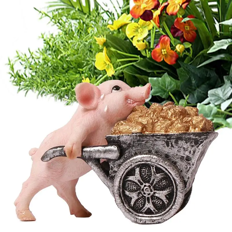 Смола Животные Мультяшные Толкающая Тележка Фигурка Художественное Ремесло