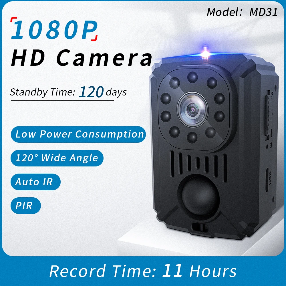 2022 1080P MD31 Mini Body Camera HD Camera Pocket Cam Night Vision Small Cam for Cars PIR Video Recorder Sport DV