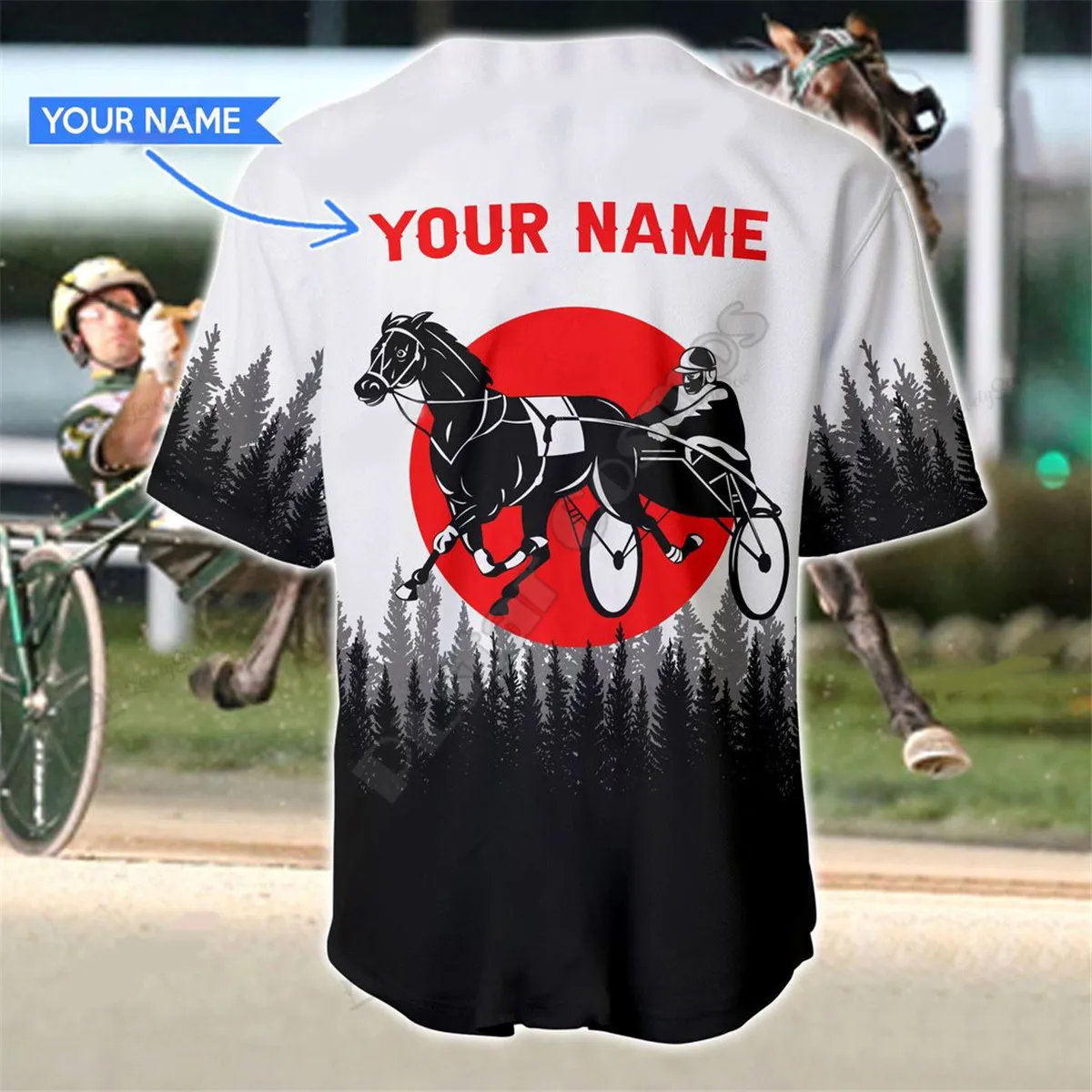 Harness Racing Custom Name Baseball Shirt Baseball Jersey Shirts 3D Printed Men's Shirt hip hop Tops