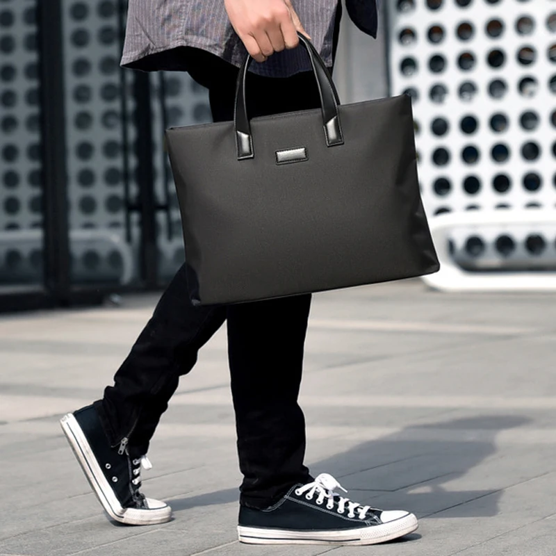 Modern Style Waterproof Nylon Handbags Men's Shoulder Bag Laptop Portable Document Bag Large Business Briefcase Men Gift