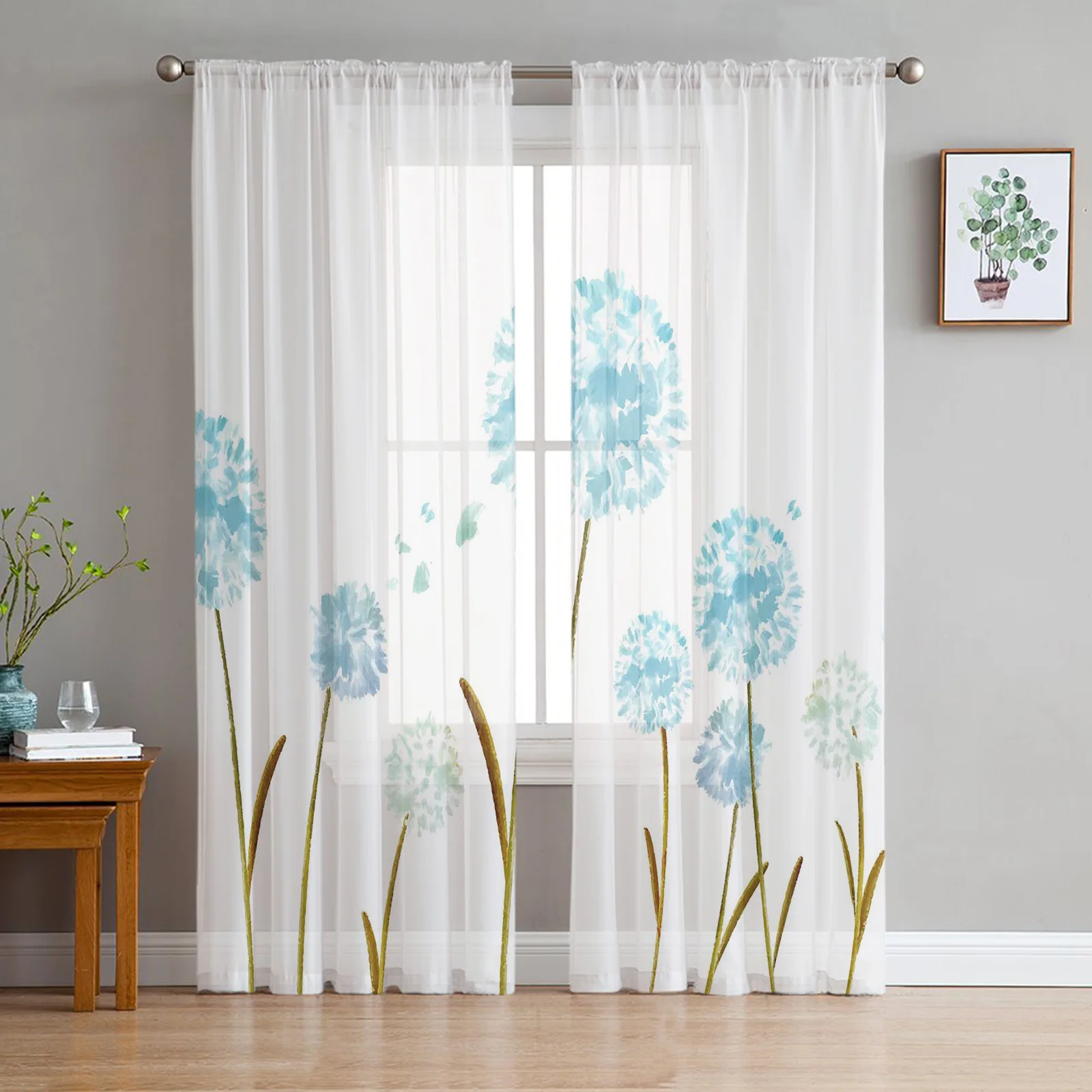 

Plant Dandelion Watercolor Tulle Sheer Curtains Living Room Decoration for the Room Bedroom Kitchen Voile Organza Curtains