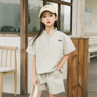 baby clothes summer 2022 unisex stand up collar loose two piece set korean version of sports childrens clothing wholesale