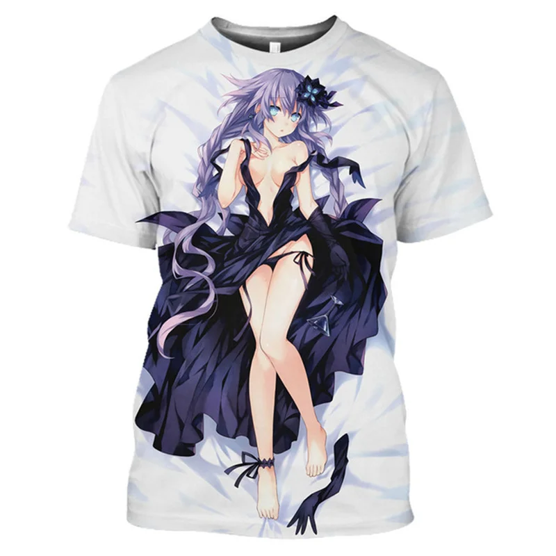 

Neptune Anime T Shirt for Men Otaku T-Shirt 3D Broccoli Print Ahegao Hentai Loli Tee Shirts Sexy Waifu Bikini Girls Cosplay Tops