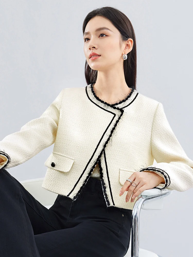 Изящная короткая верхняя одежда для женщин весна и осень 2024 новая лента