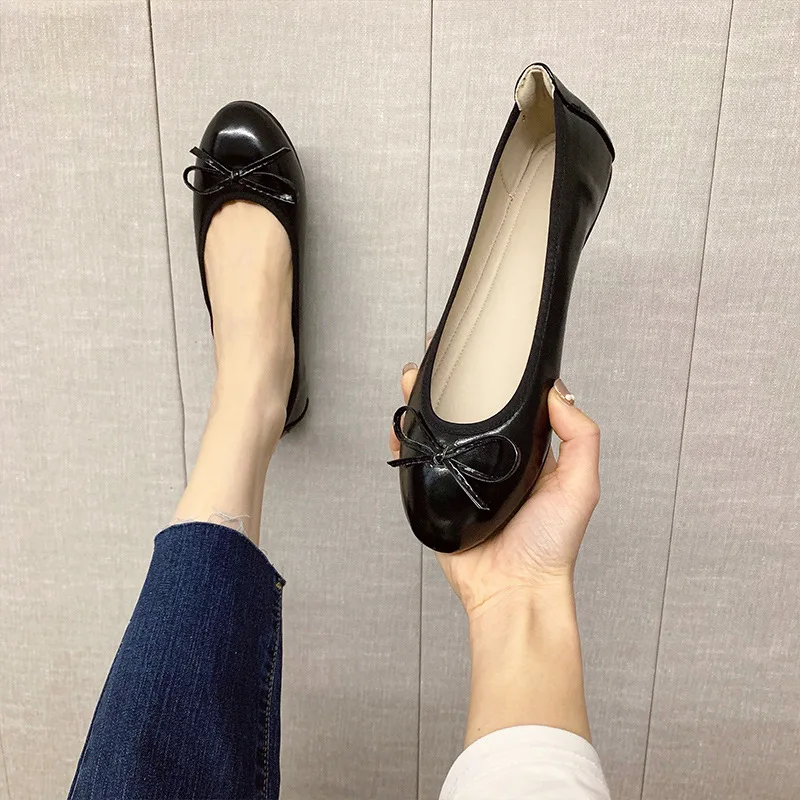 

Women/girls Bowtie Ballet Flats Women Round Toe Gold/silver Flats Shoes Anti-slip Moccasins Female Bow Foldable Shoes Size 43