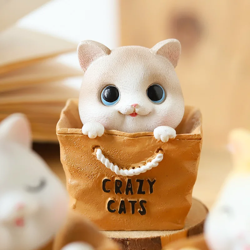 

Resin Cute Shaking Head Cat Doll Car Interior Console Study Living Room Desk Decoration Decor Aesthetic
