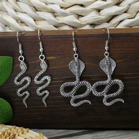 exknl 2 pcsset 2022 snake shaped vintage drop earrings for women boho ethnic big party long animal earrings set fashion jewelry