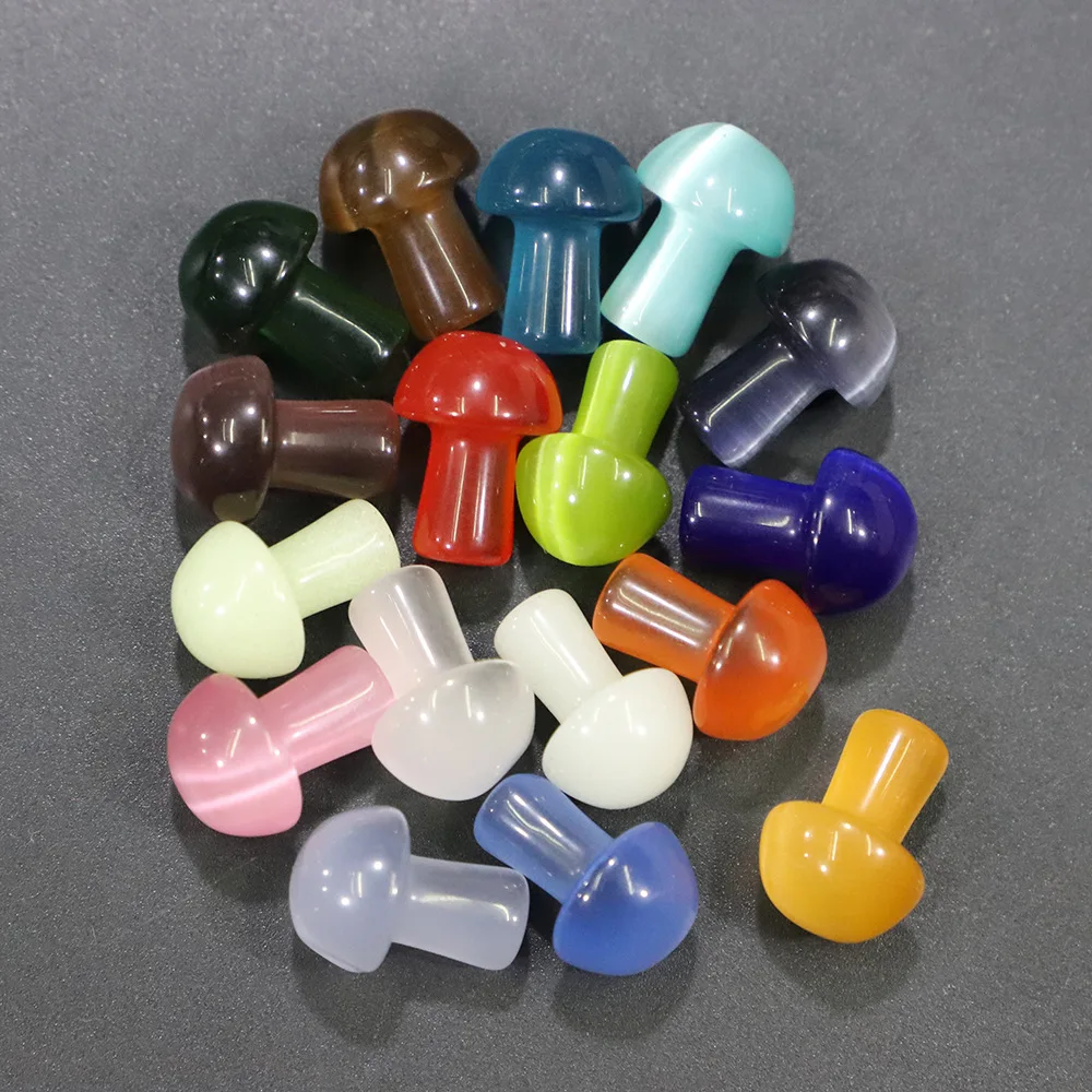 

100PCS Mini Mushroom Statue Cats Eye Stone Carved Decoration Healing Crystal Gift Room Ornament Fish Tank Decor