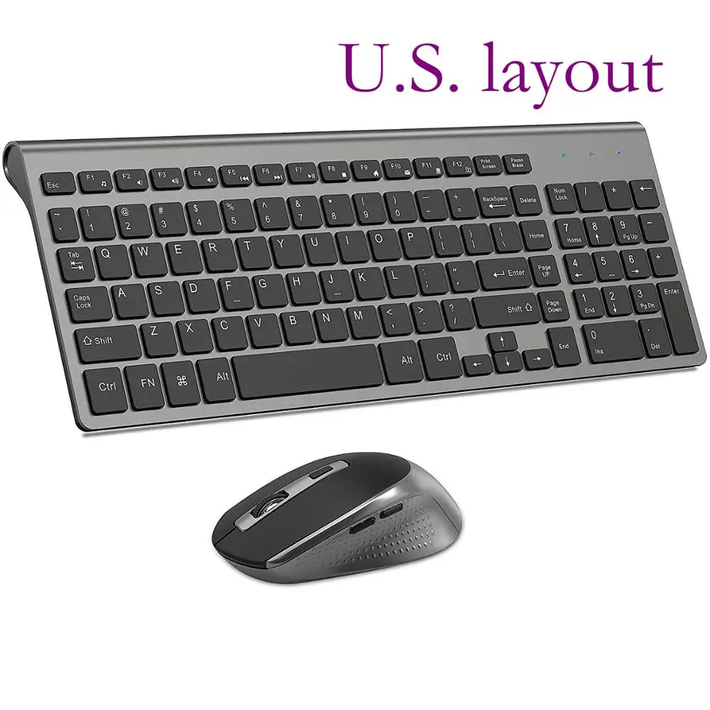 

Russian Spain USA French Ltalian German UK Layout Wireless Keyboard and Mouse Combo Silent Mice for PC Laptop, Computer Windows.