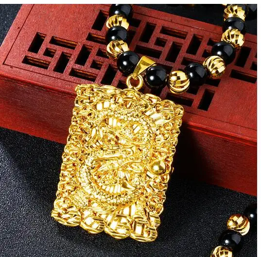 

С покрытием из чистой меди 24K настоящая Золотая Мужская подвеска Panlong, вьетнамское золотое ожерелье, властное золотом евро