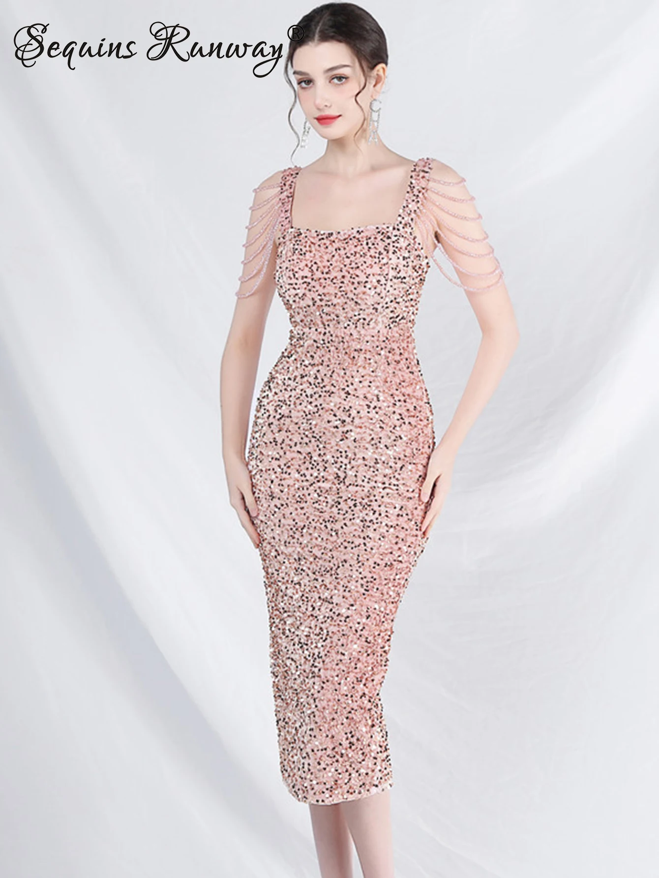 Женское летнее платье с открытой спиной Черное длинное блестками Роскошные