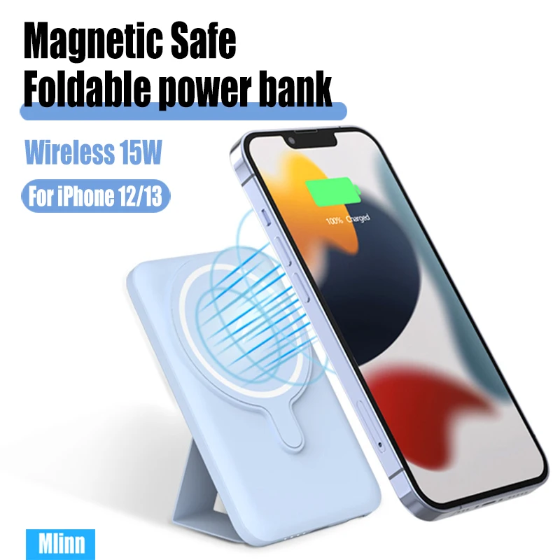 Фото Внешний аккумулятор для Magsafe, 15 Вт, быстрая Беспроводная Магнитная Зарядка №2