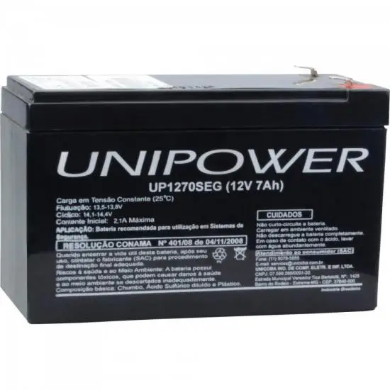 

12V/7Ah VRLA UP1270SEG UNIPOWER Stationary Sealed Battery