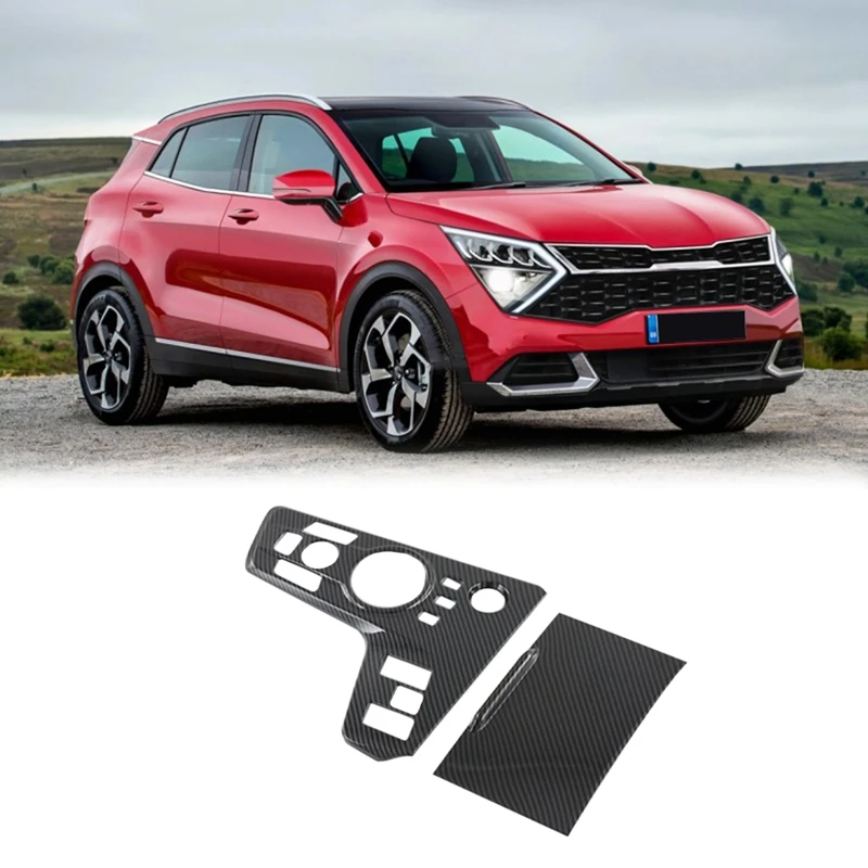 

2Pcs Car Carbon Fiber Central Gear Shift Panel Control Panel Decal Interior Modification For Kia Sportage NQ5 2021 2022